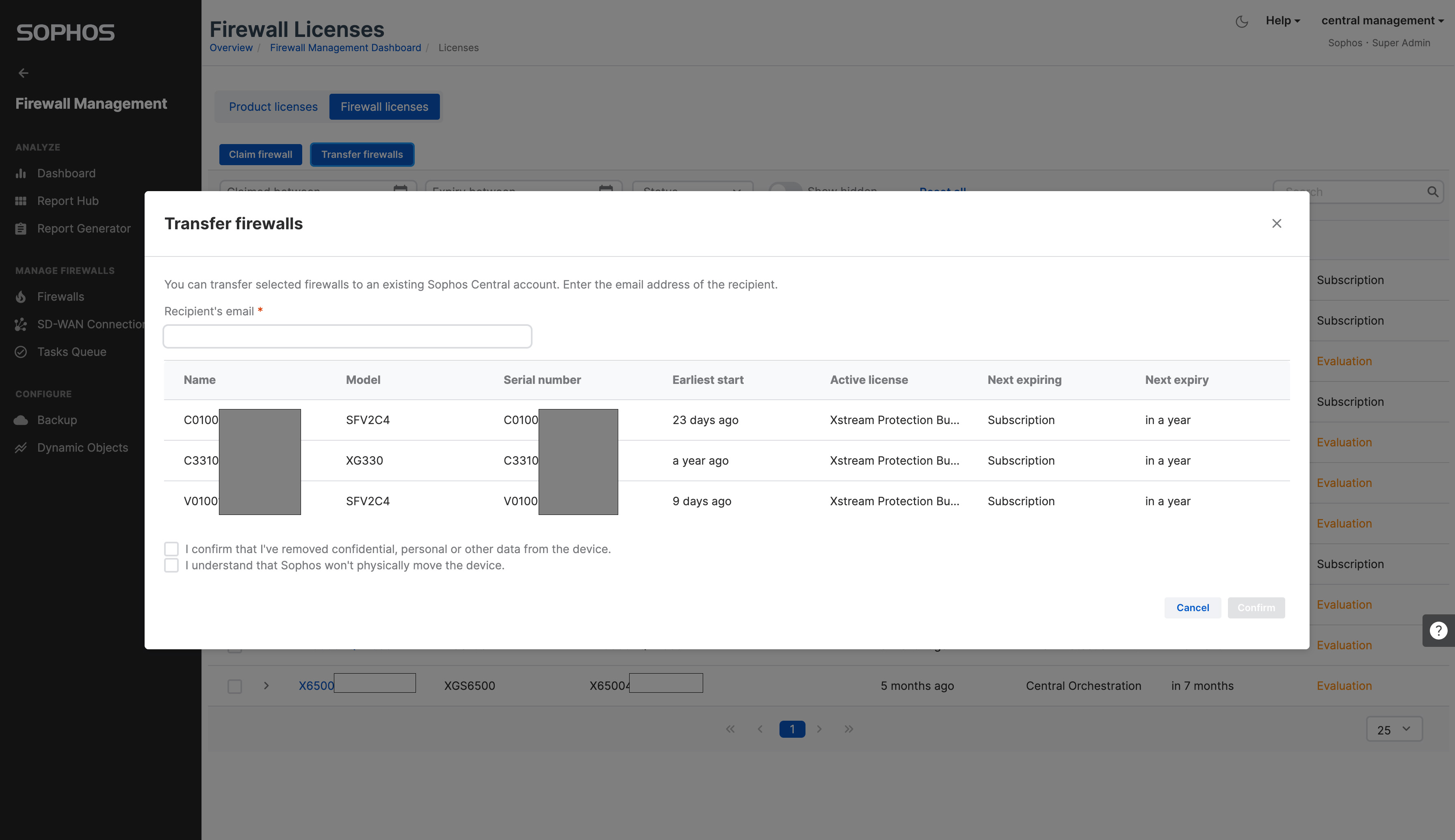 Sophos Central での Sophos Firewall ライセンス管理 – ソフォス