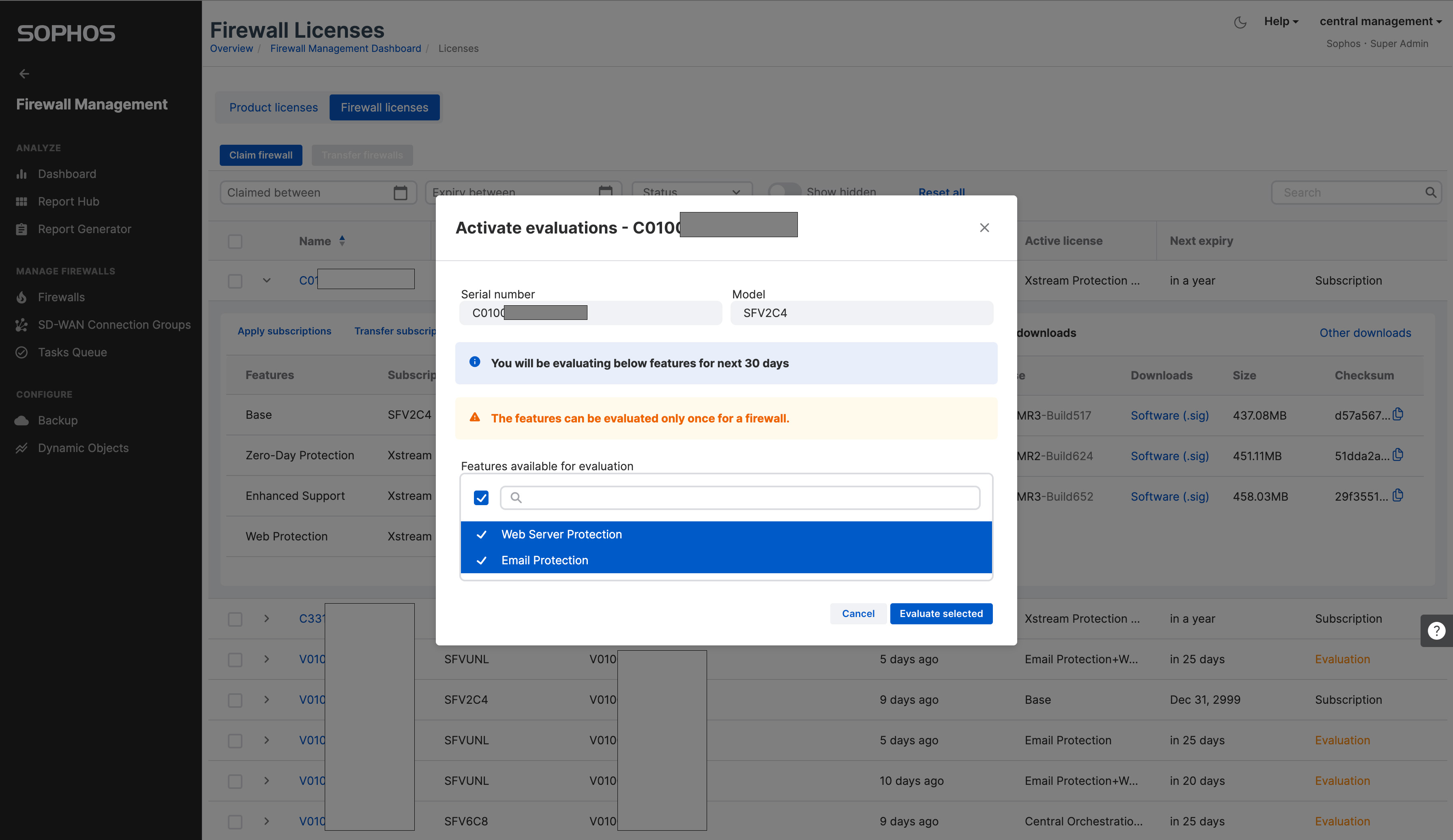 Sophos Central での Sophos Firewall ライセンス管理 – ソフォス